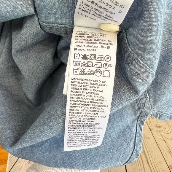 Men's Levi's The Worker Blue Button Down Long Sleeve Shirt XL NWT - Picture 10 of 11